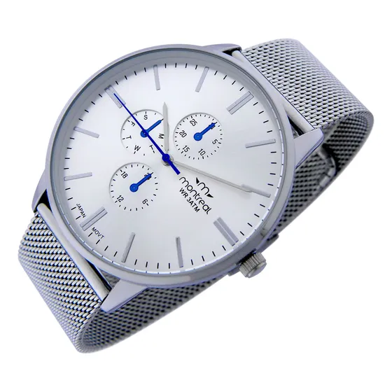 Reloj Montreal Hombre Ml1786 Malla Acero Inoxidable Tejido