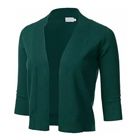 Mujer Clásico 3/4 Manga Abierta Delantero Cropped 925ls