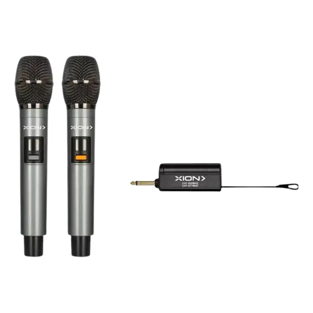 Micrófono Doble Inalambricos Usb Xion Color Negro Y Gris