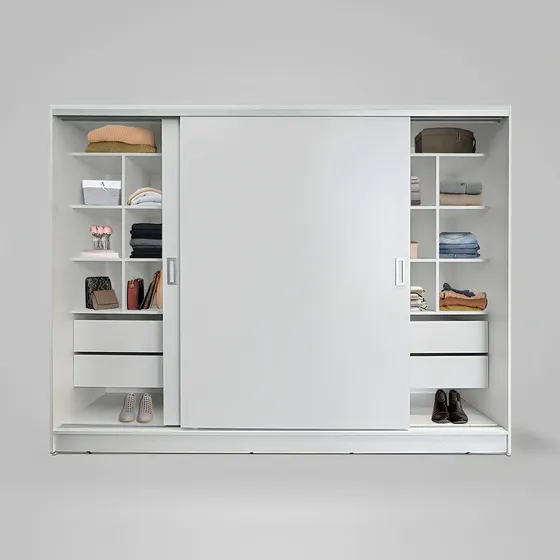 Placard Puertas Corredizas 240 X 56 X 180 Cm Cubos Moderno Color Blanco