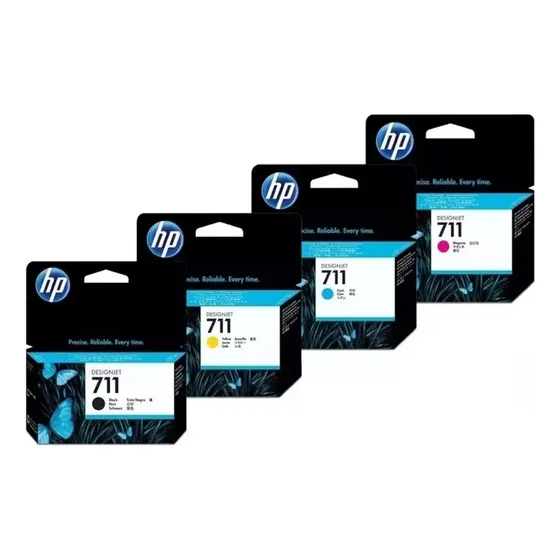 Combo Hp 711 Negro 80 Ml + 3 Colores 29ml Original T120 T520