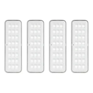 Elgin Kit 04 luminárias de emergência 30 leds Elgin 6500k cinza