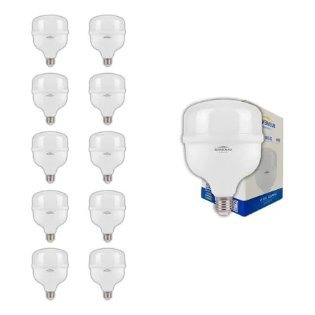 Kit 10 Lampada Led 50w Alta Potencia Bivolt 6500k Blumenau 127/220v Bivolt Branco Frio - 6500k