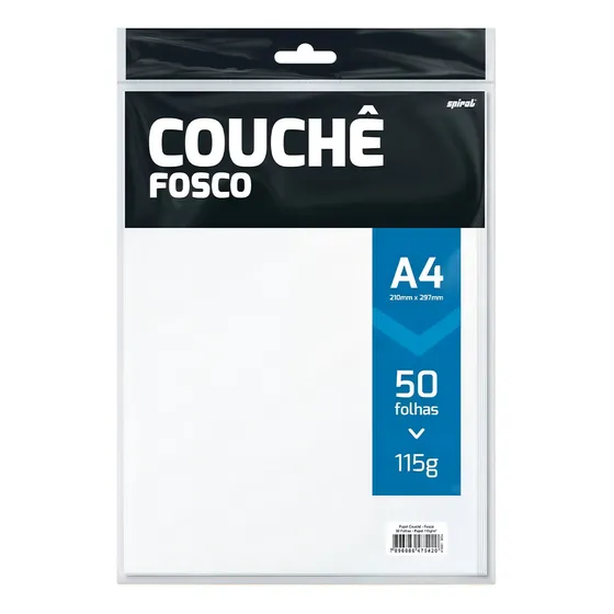 Papel Couché Fosco 115gm² 210x297 A4 Adesivos Folders Cor Branco