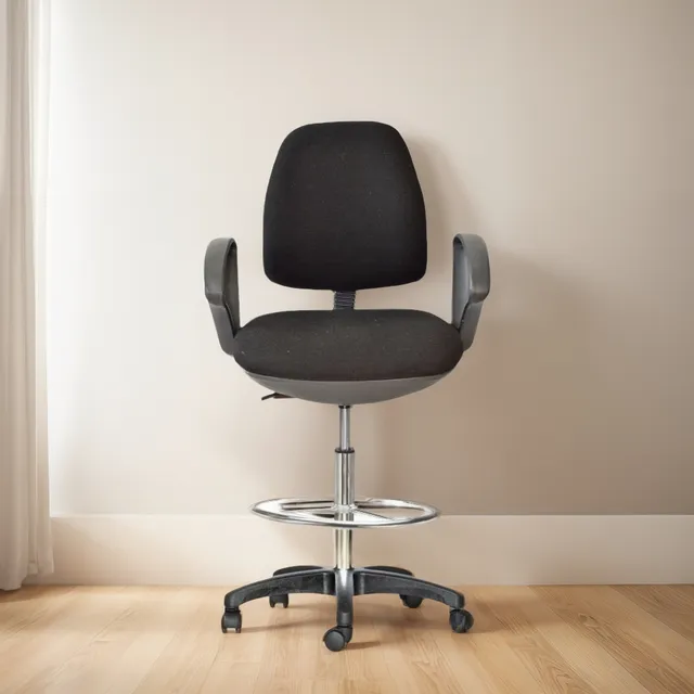 Silla Ergonomica Hermes Con Apoyabrazos Cajera - Ergoclass® Color Negro Material del tapizado Tela