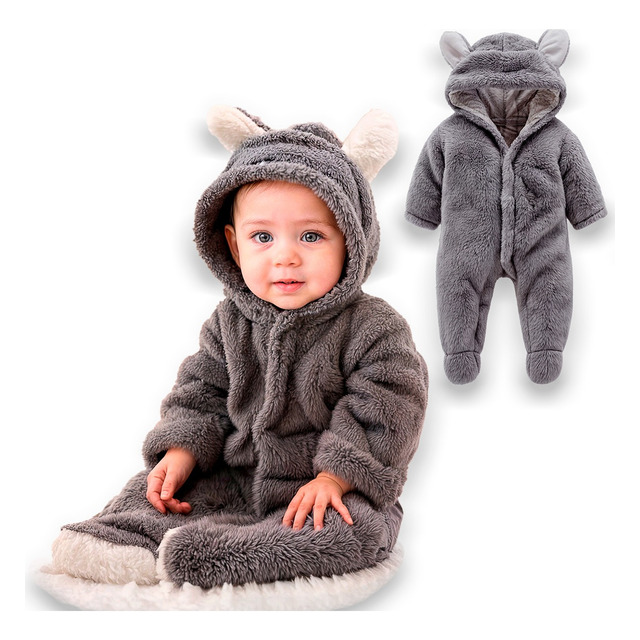 Roupa De Bebe Menino Menina Macacão Teddy Pelúcia Capuz Frio Roupa De Bebe Menino Menina Macacão Teddy Pelúcia Capuz Frio