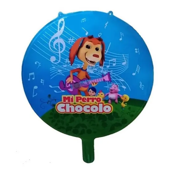 Pack 12 Globos Metálicos Perro Chocolo Con Varillas 45 Cm