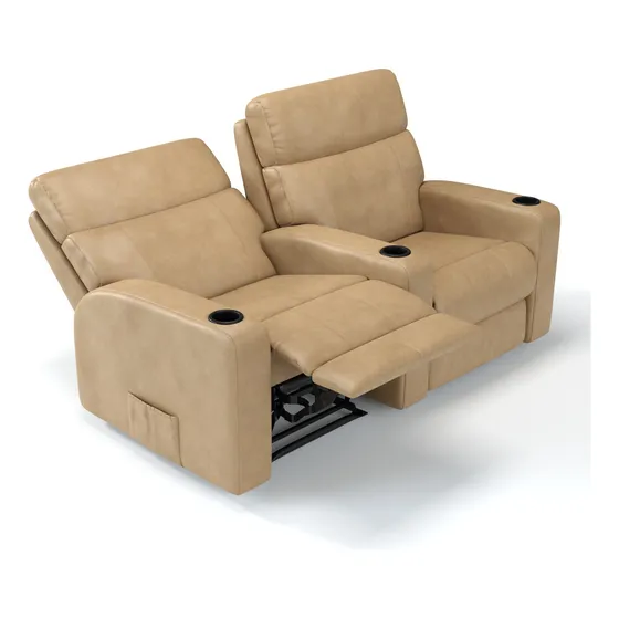 Sofá 2 Lugares Reclinável Manual Cinema Em Corino Eames