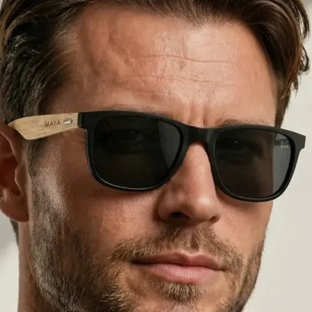 Óculos De Sol Masculino Polarizado Maya Glasses Madeira Bambu Classic Preto Premium Proteção Uv400 + Case