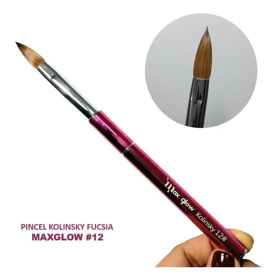 Pincel Acrílico Kolinsky Cerdas Naturales #12 Manicure Uñas