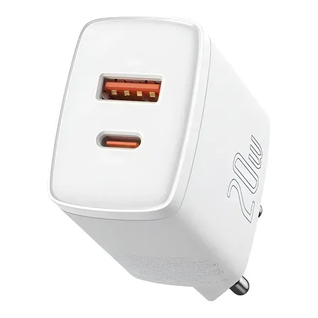 Carregador De Parede Duplo Pd 20w Turbo Baseus Tipo C + Usb