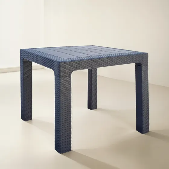 Mesa Cuadrada Alta Simil Ratán 80x80x75cm Reforzada Exterior