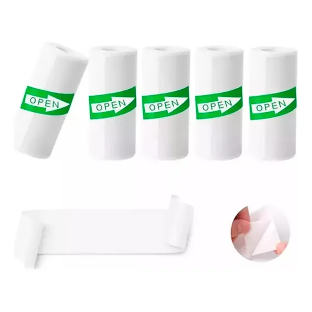 5 Rollos Papel Térmico Adhesivo 57*25mm Mini Impresora