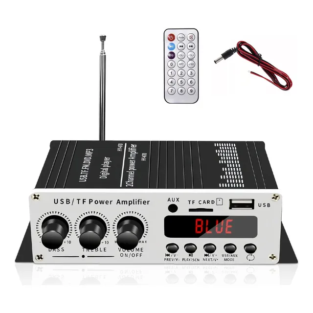 Amplificador Auto Moto Casa 12v Fm Usb Tf Bluetooth Aux Mp3