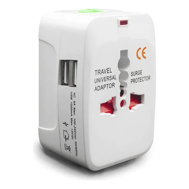 Adaptador Enchufe Viajes Con 2 Usb Us Aus Europa Uk