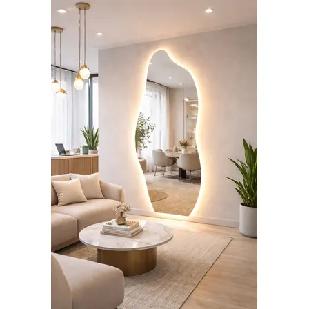 Espelho Orgânico 115x60 Led Quente Bivolt Closet Sala Quarto Led Quente Bivolt