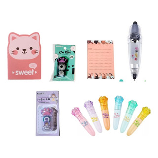 Kit Papelería Kawaii Gato Michi Útiles Escolares Corrector Kit Papelería Kawaii Gato Michi Útiles Escolares Corrector