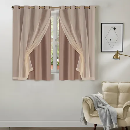 Cortina Blackout Luxo Veda A Luz Com Voal Liso 2,00 X 1,40m