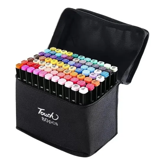 80 Colores Marcadores Doble Punta Plumones Pincel Escolar