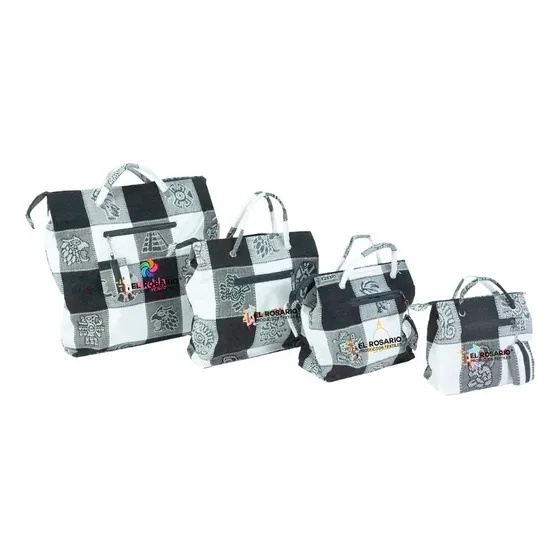 Bolsa Artesanal Con Bordado Personalizado Mediana (50 Pack) Color Blanco/negro
