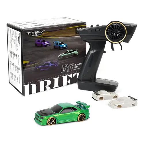 Carro Rc Drift Turbo Racing 1/76 C66 Gyro Rtr Green Branco