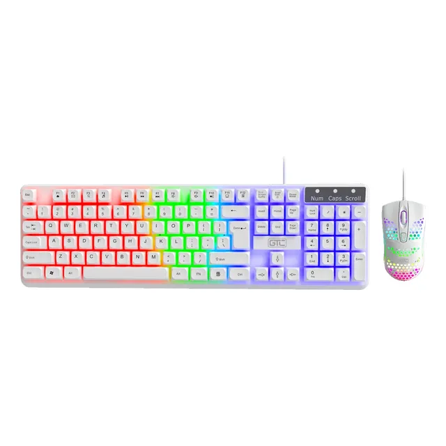 Kit Combo Teclado Y Mouse Gtc Cbg-025 Retroiluminado Usb Pc Mouse Blanco Teclado Blanco