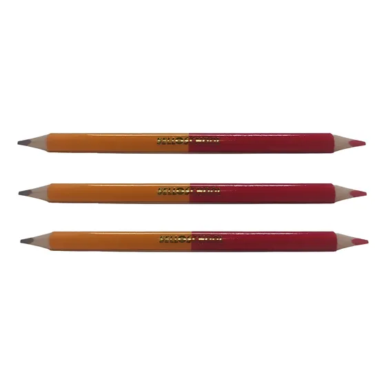 Pack 3 Lápiz Jumbo Grueso Bicolor Rojo Y Grafito