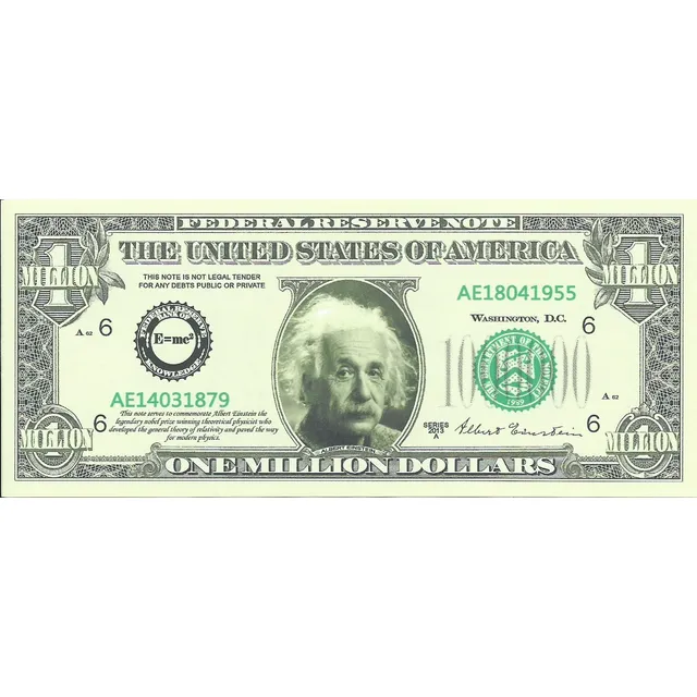 Billete Albert Einstein Un Millón Coleccionable Alusivo Arte