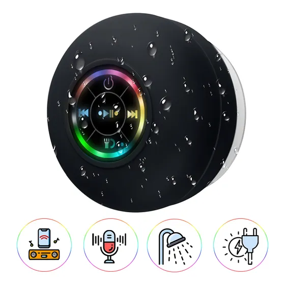 Bocina Bluetooth Contra Agua Ipx4 Baño Regadera Recargable Segura Color Negro