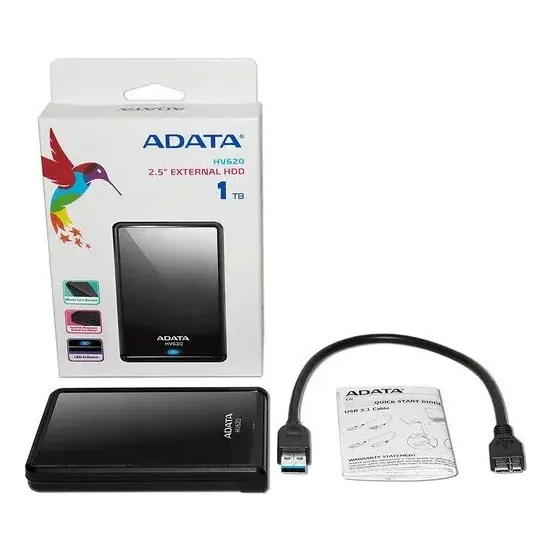 Disco Duro Externo Adata 1 Tb 2.5 Negro - Compacto Y Elegan