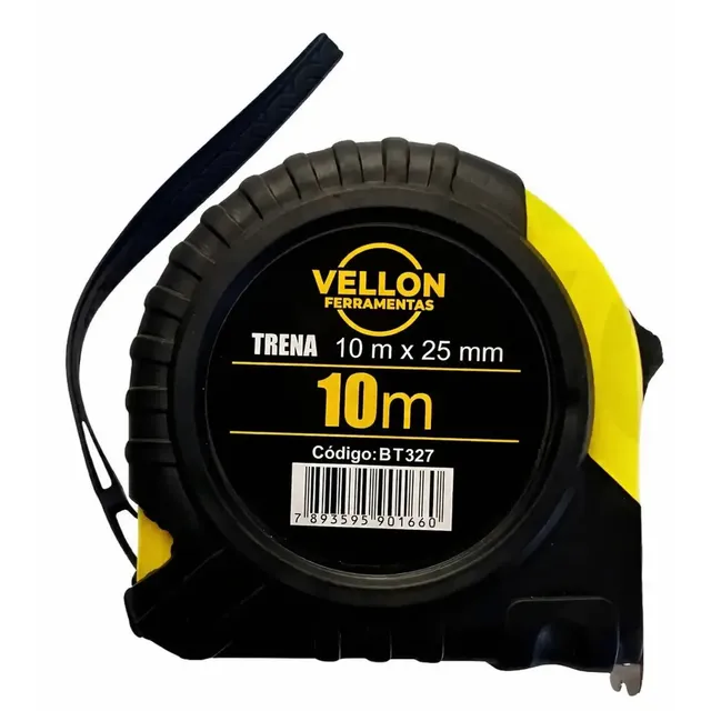 Trena Profissional De Aço 10m Emborrachada Com Trava 10 Metros Vellon