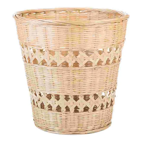 Cesta Huevo Cubo Basura Residuo Mimbre Tejido Baño Papelera