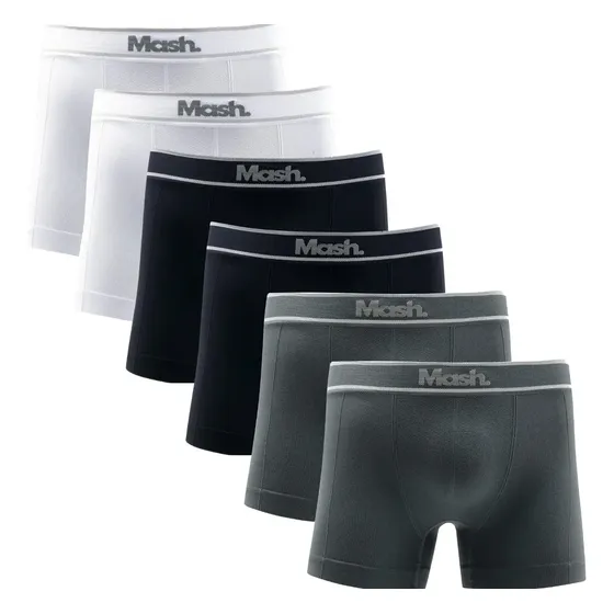 Kit 6 Cuecas Boxer Mash Microfibra Sem Costura Adulto