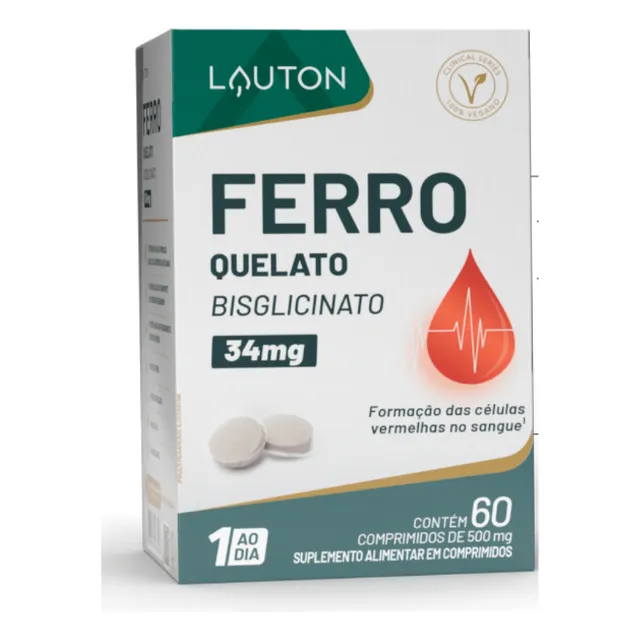 Suplemento De Ferro Quelado 60 Caps Veganas Lauton Promoção 