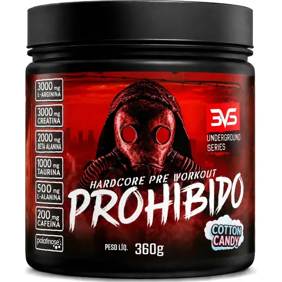 Prohibido Pré Treino 360g - Sabor: Cotton Candy - A Combinação Perfeita De 8 Ingredientes Que Proporcionam Energia Do Início Ao Fim Do Seu Treino