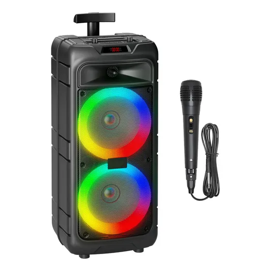 Altavoz Portátil Inalámbrico Subwoofer De Audio Bocina Recargable Airamp Bocinas Bafles Amplificados Luces De Colores Karaoke Bocina Con Microfono Recargable Radio Fm