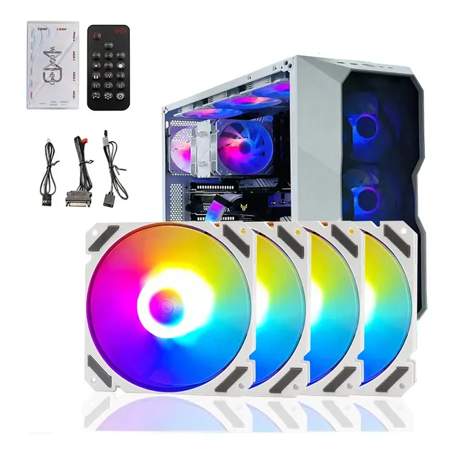 Kit 4 Ventiladores Pc Gamer 120mm Rgb Disipadores Para Cpu