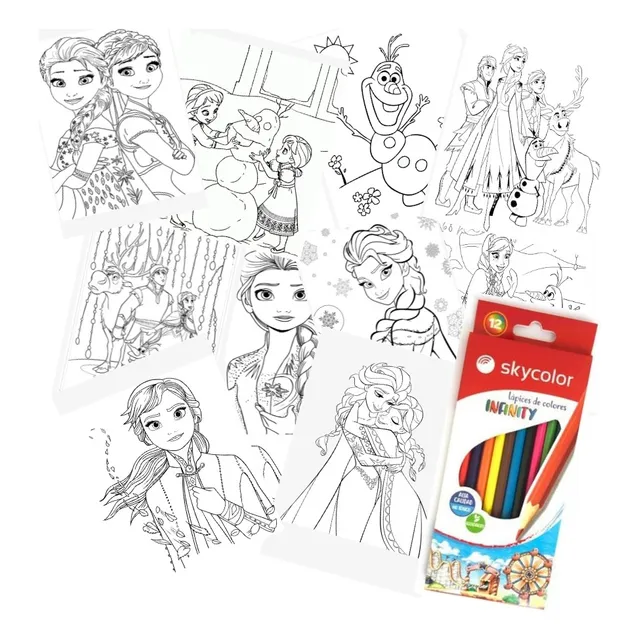Imágenes Para Colorear Pack X100 + Lápices De Colores