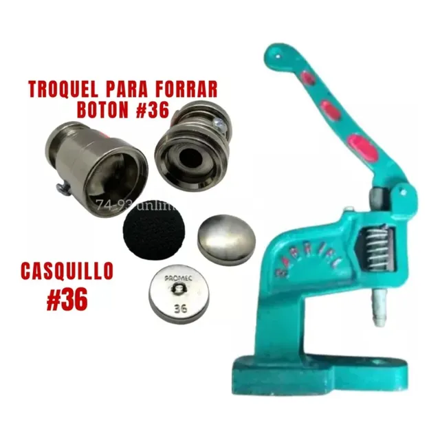 Maquina Remachadora + 500 Casquillo Forrar Botón N°36 +dados