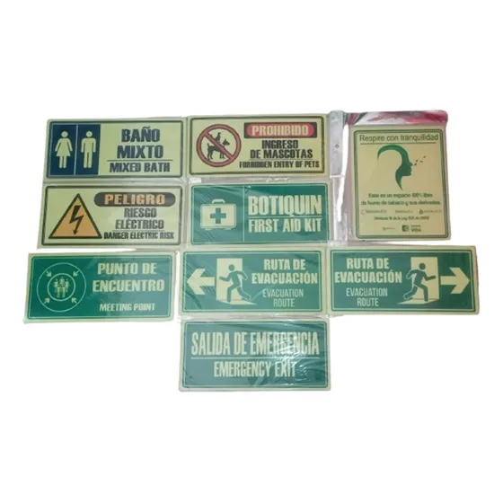 Señalización Fotoluminiscente 30x15 Cm Pack X 20 Unidades