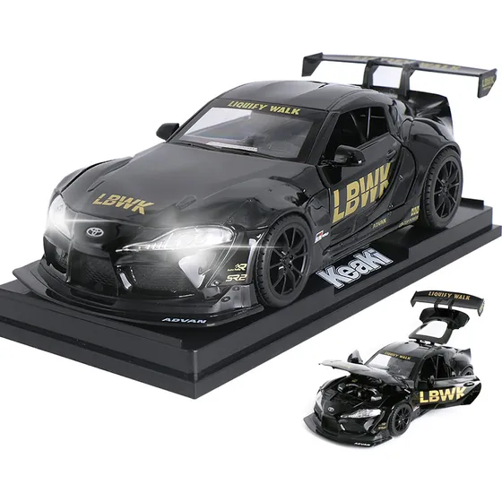 Coleccion Escala Metal Coche Supar Con Luz Y Base 20cm