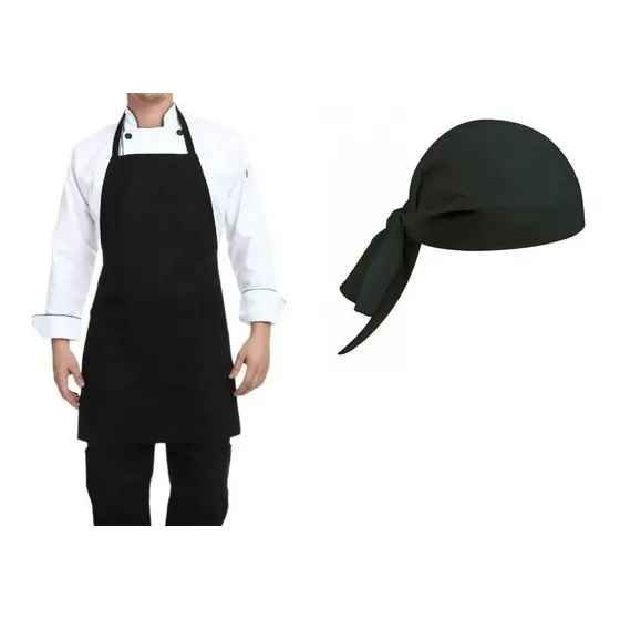 Delantal Y Gorro De Gabardina Para Chef Cocinero Barista.