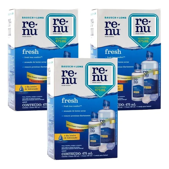 Kit Renu Fresh C/ 3un De Solução P/ Lentes De Contato 475ml
