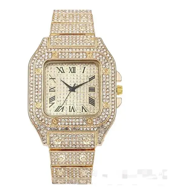 Reloj Cuadrado Clásico Agujas De Lujo  Diamantes Cubana