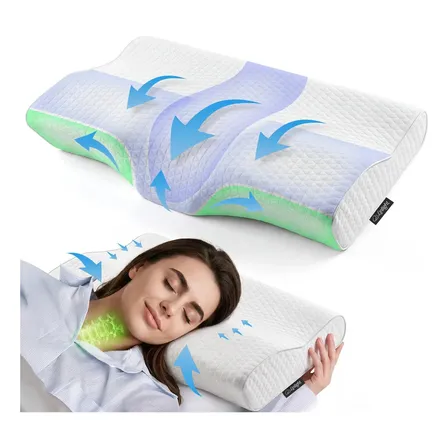 Travesseiro Cervical Ortopédico Viscoelástico Ergonômico Ajustável Alívia Dor Lavável M