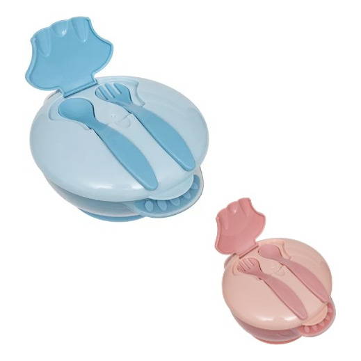 Kit Bowl Infantil Ventosa Prato C/ Divisória Talheres Buba Kit Bowl Infantil Ventosa Prato C/ Divisória Talheres Buba
