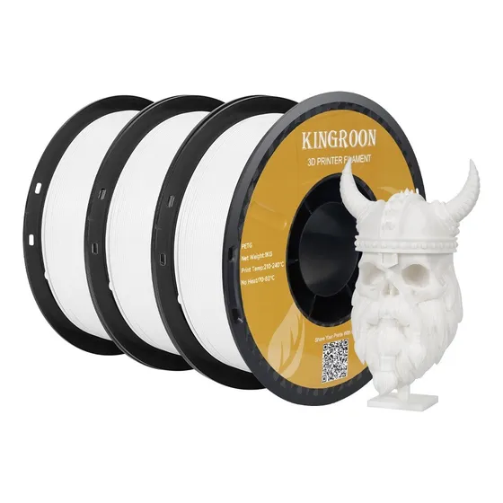 3kg/lote Kingroon Petg Filamento Para Impresora 3d 1.75mm Color Blanco