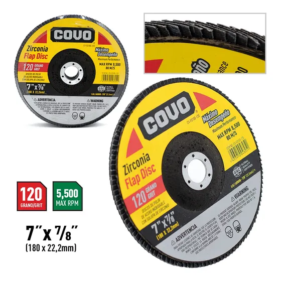 Disco Flap 7  Grano 120 Para Pulir Marca Covo