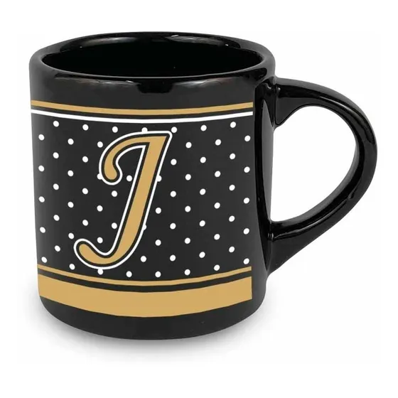 Caneca  Pequena Personalizada Poá Alfabeto - Letra J
