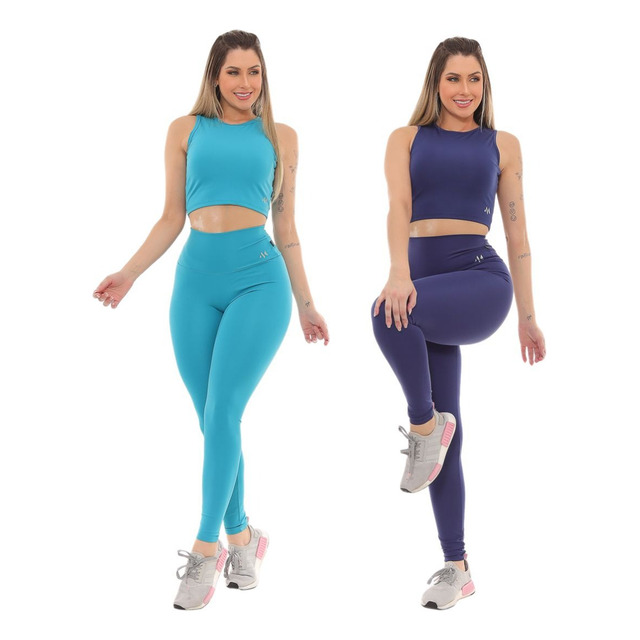 Kit C/ 2 Conjunto Blackout Moda Fitness Zero Transparencia